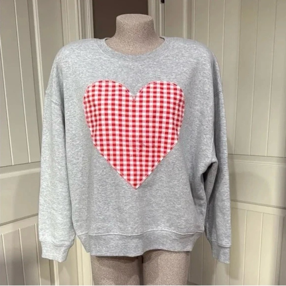 Universal Thread Gray Sweater with Red Checkered … - image 2